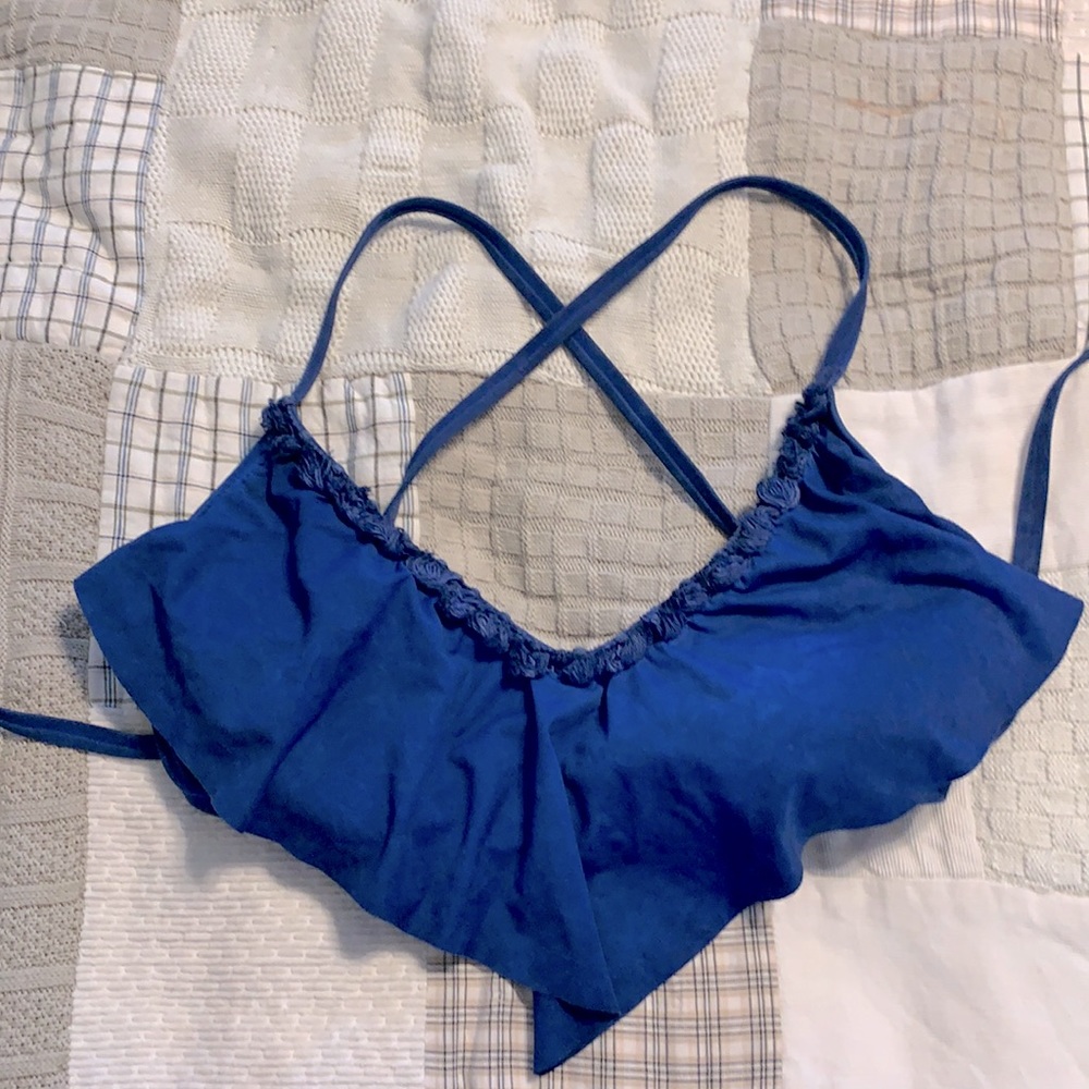 Lucky Brand ruffle tie bikini top